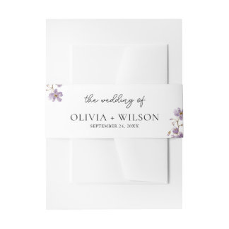 Elegante Lila Blumenhochzeit Einladungsbanderole