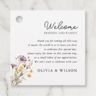 Elegante Lila Blumenhochzeit Geschenkanhänger