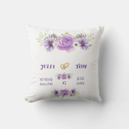 Elegante Lila Blumenhochzeit Kissen