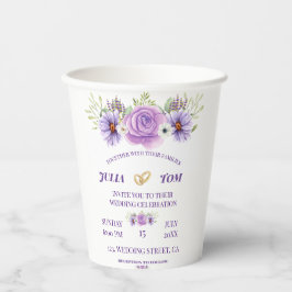 Elegante Lila Blumenhochzeit Pappbecher