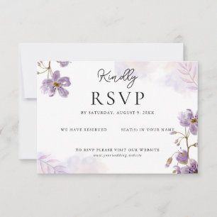 Elegante Lila Blumenhochzeit RSVP Karte
