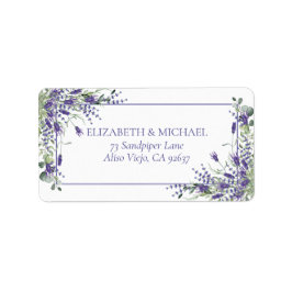 Elegante Lila Blumenhochzeiten Rücksendeadresse Adressaufkleber