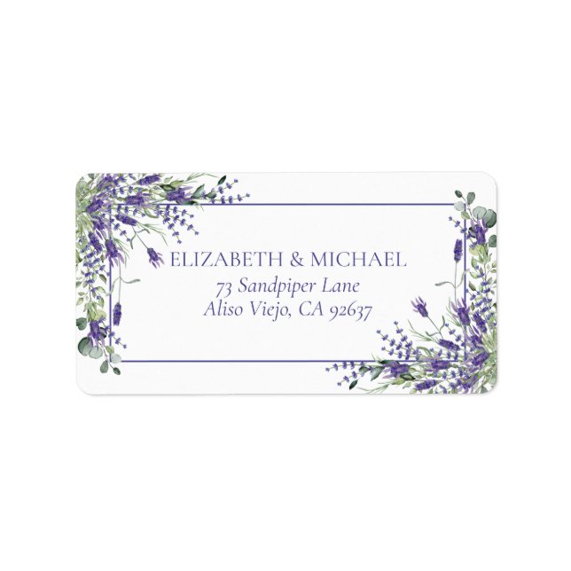 Elegante Lila Blumenhochzeiten Rücksendeadresse Adressaufkleber (Vorne)