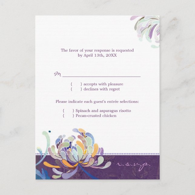 Elegante Lila Blumenküche UAWG Einladungspostkarte (Vorderseite)