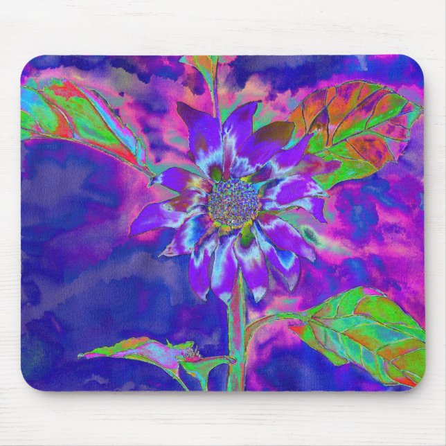 Elegante lila Blumensonne Mousepad (Vorne)