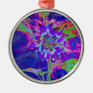 Elegante lila Blumensonne Ornament Aus Metall