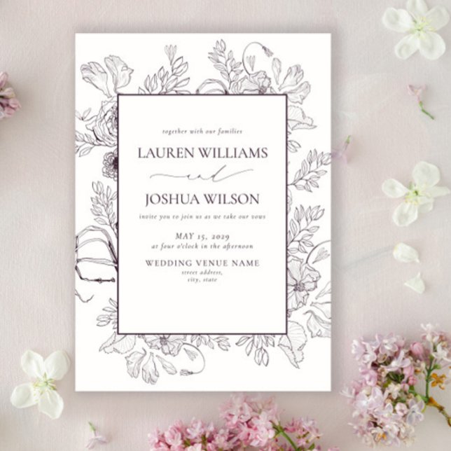 Elegante Lila Blumenstrauß Einladung (Von Creator hochgeladen)