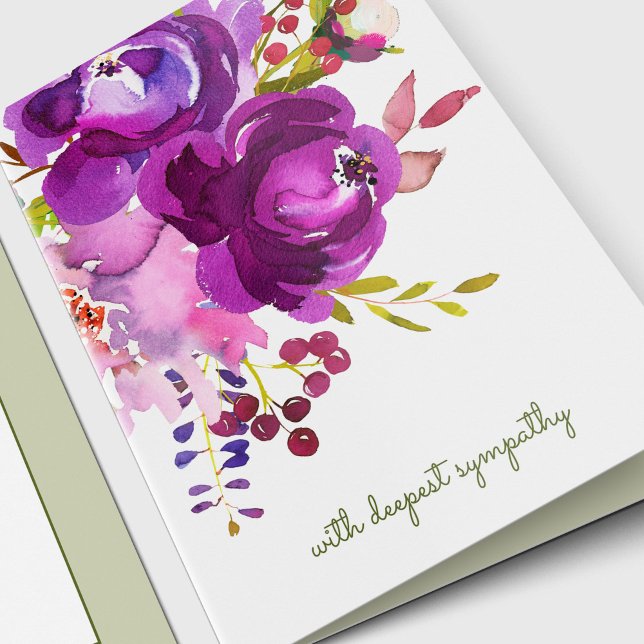 Elegante Lila Blumensympathie-Karte Karte (Memorial Bereavement Watercolor Purple Bouquet Sympathy Card )