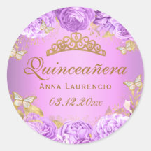 Elegante Lila Blütenschmetterlinge Quinceanera