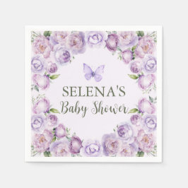 Elegante Lila Blütenschmetterlingsdusche Serviette