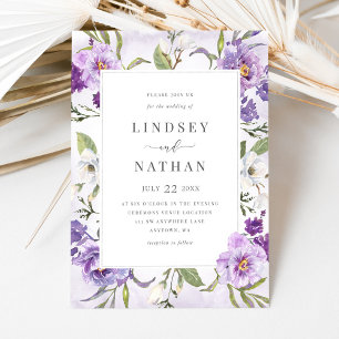 Elegante Lila botanische Hochzeit Einladung