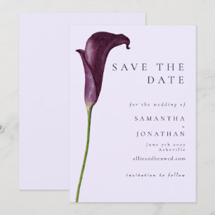 Elegante lila Calla-Lilien-Blumenhochzeit Save The Date