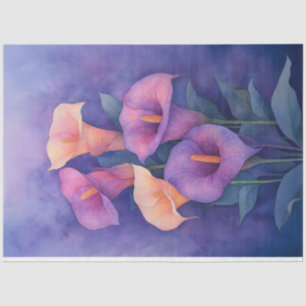 Elegante lila Calla-Lilien Decoupage Seidenpapier