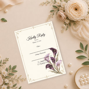 Elegante lila Calla-Lilien-Hochzeit RSVP Karte