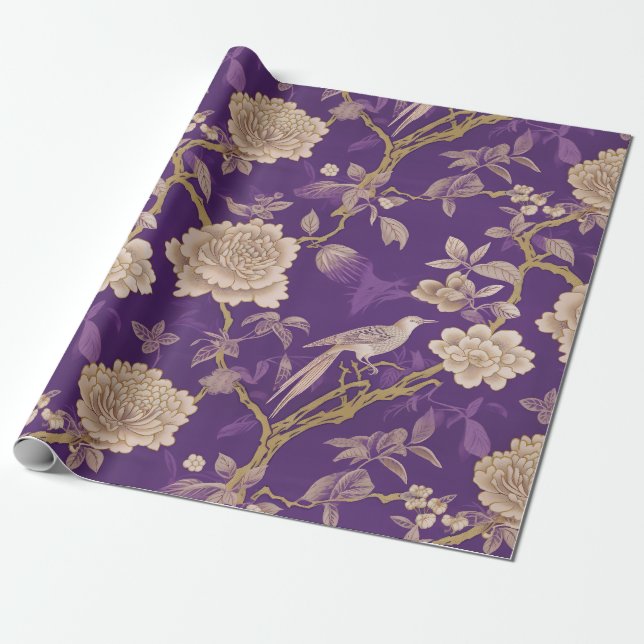 Elegante lila Chinoiserie Geschenkpapier (Ungerollt)