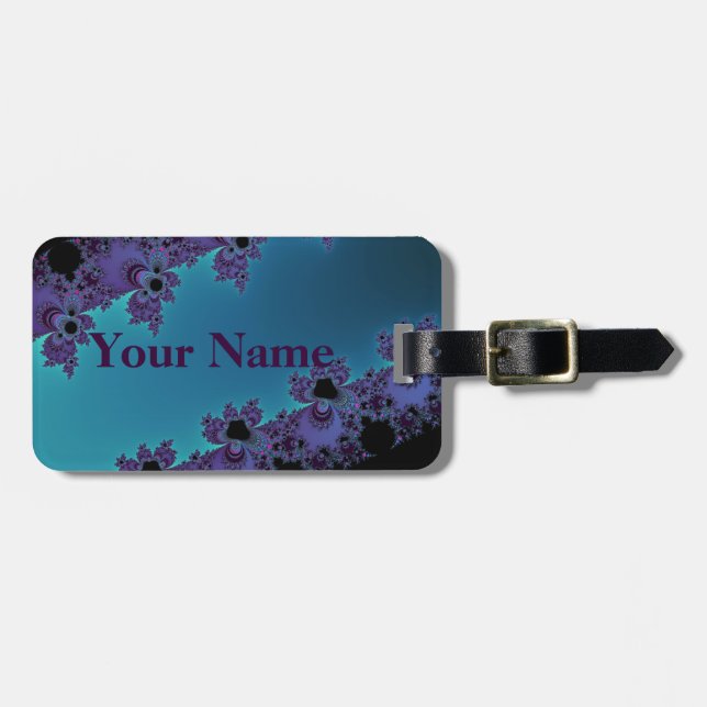 Elegante lila cyan-blaue Fraktal-Sammlung Gepäckanhänger (Vorderseite horizontal)