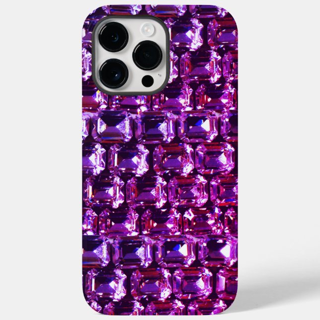 Elegante lila Edelsteine-Diamanten Case-Mate iPhone Hülle (Rückseite)