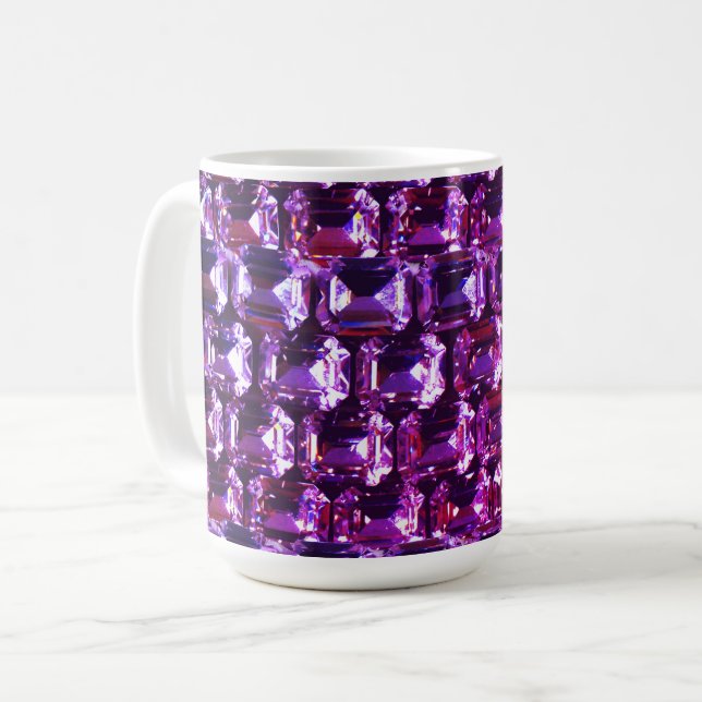 Elegante lila Edelsteine-Diamanten Kaffeetasse (Vorderseite Links)