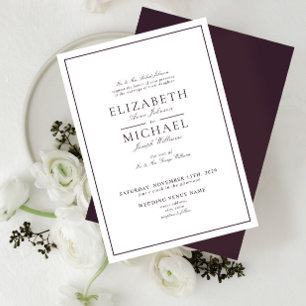 Elegante Lila Einladung zur Hochzeit klassischer S