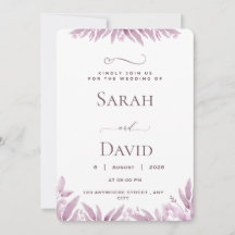Elegante lila Eukalyptus-Hochzeitseinladung