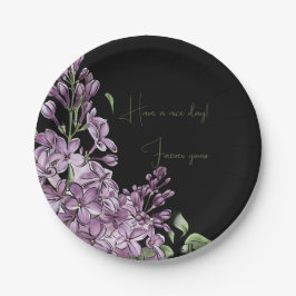 Elegante lila Flieder Botanical Floral Pappteller