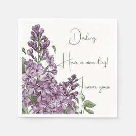 Elegante lila Flieder Botanische Florale Papier Se Serviette