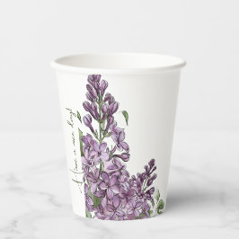 Elegante lila Flieder Botanische Florale Papiertas Pappbecher