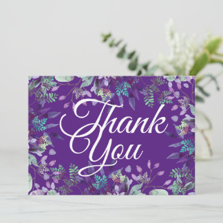 Elegante Lila Flora Danke White Calligraphy