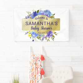 Elegante Lila Floral Gold Baby Dusche Willkommen Banner