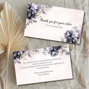 Elegante lila florale Dankeskarte für geschäftlich Visitenkarte
