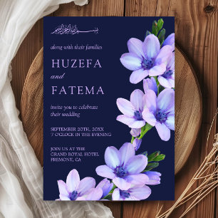 Elegante lila florale islamische muslimische Hochz Einladung