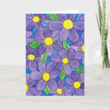 Elegante lila florale Wasserfarben-Grußkarte