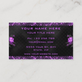 Elegante lila Flowers Glitzer Black Business Card Visitenkarte