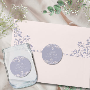 Elegante Lila französische Lilac Chic Wedding Runder Aufkleber