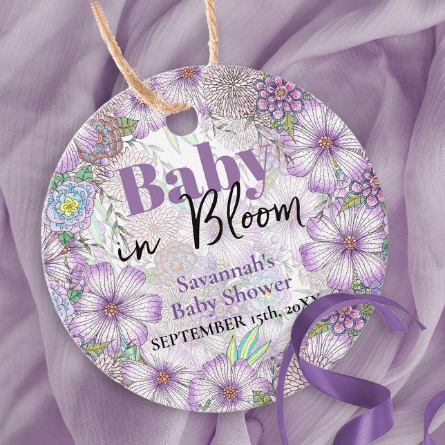Elegante Lila Garden Blume Baby in Bloom Geschenkanhänger (Von Creator hochgeladen)