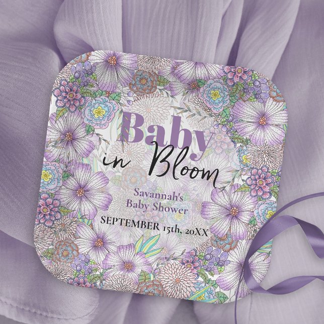 Elegante Lila Garden Blume Baby in Bloom Pappteller (Von Creator hochgeladen)