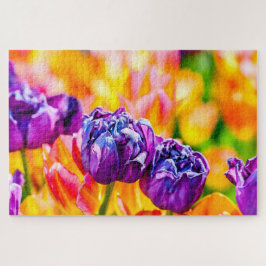 Elegante Lila, gelbe Tulip-Blume Puzzle