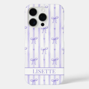 Elegante lila gestreifte Koketten-Schleifen mit Mo iPhone 16 Pro Hülle