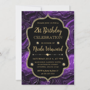 Elegante lila Glitter Vintage-Rahmen Geburtstag Einladung