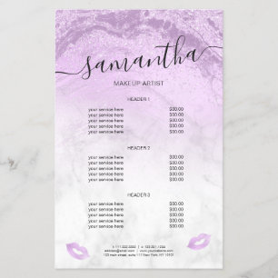 Elegante lila Glitzer Lippen Marmorschminke Künstl Flyer