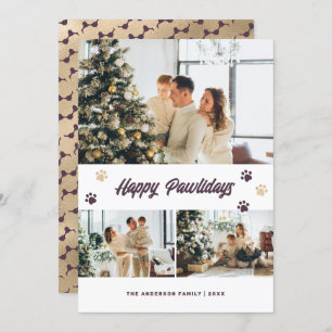 Elegante Lila Gold Foto Happy Pawlidays Card Feiertagskarte