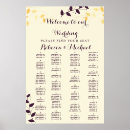 Elegante Lila Goldene Blätter Poster