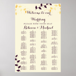 Elegante Lila Goldene Blätter Poster