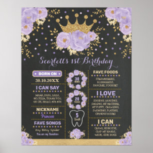 Elegante lila-goldene Blumenkrone Prinzessin Meile Poster