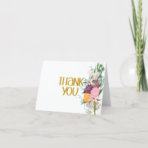 Elegante Lila- & Goldflorenkarte Danke-Card Dankeskarte