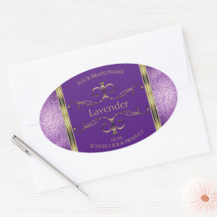 Elegante Lila Goldprodukte-Labels - Grenzen des Gl Ovaler Aufkleber