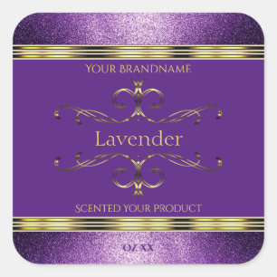 Elegante Lila Goldprodukte-Labels - Grenzen des Gl Quadratischer Aufkleber