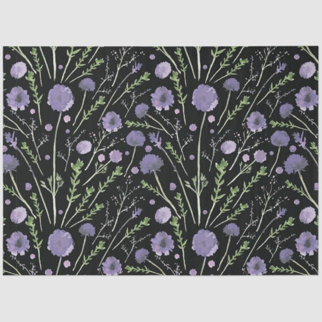 Elegante Lila grüne Blume Seidenpapier (Vorderseite)