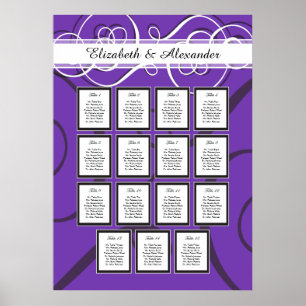 Elegante Lila Hochzeit 15 Tafelsitzkarten Poster