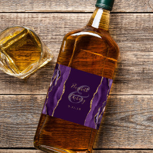 Elegante Lila Hochzeit Alkoholflaschenetikett